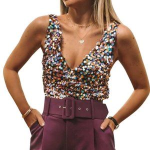 NWT Zara Sequined Crop Top S